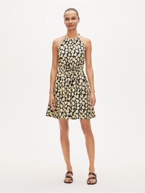 NWT J.Crew Halter Neck Lemon Print Sundress in Black and Yellow